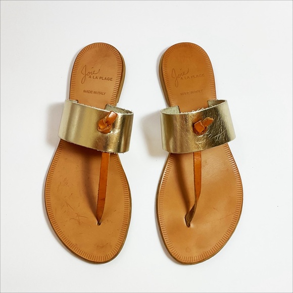 Joie Nice Gold Tone Leather Thong Sandal - Picture 4 of 9